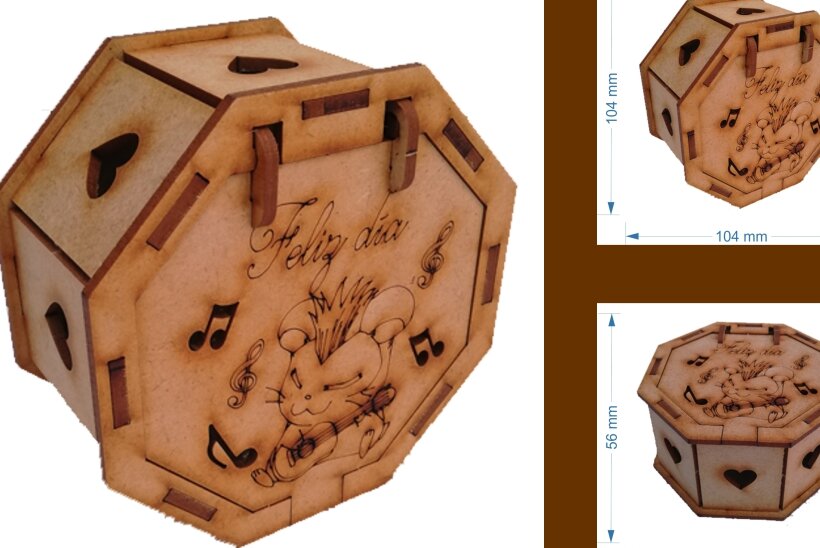 Intra απο ξύλο plywood 3mm-4mm πάχος – Οκτάγωνο κουτί - Δίασταση  20x20 cm INTRAFABR-4083379