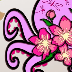 Intra απο ξύλο plywood 3mm-4mm πάχος – Octopus and Flowers Multilayers Δίασταση  20x20 cm INTRAFABR-97985224