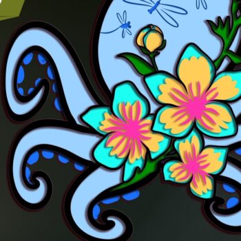 Intra απο ξύλο plywood 3mm-4mm πάχος – Octopus and Flowers Multilayers Δίασταση  20x20 cm INTRAFABR-97985224 - Image 2