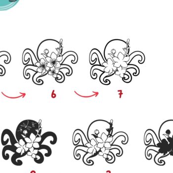 Intra απο ξύλο plywood 3mm-4mm πάχος – Octopus and Flowers Multilayers Δίασταση  20x20 cm INTRAFABR-97985224 - Image 3