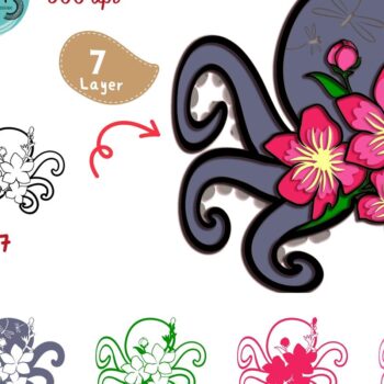 Intra απο ξύλο plywood 3mm-4mm πάχος – Octopus and Flowers Multilayers Δίασταση  20x20 cm INTRAFABR-97985224 - Image 4