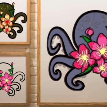 Intra απο ξύλο plywood 3mm-4mm πάχος – Octopus and Flowers Multilayers Δίασταση  20x20 cm INTRAFABR-97985224 - Image 9