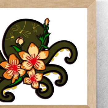 Intra απο ξύλο plywood 3mm-4mm πάχος – Octopus and Flowers Multilayers Δίασταση  20x20 cm INTRAFABR-97985224 - Image 10