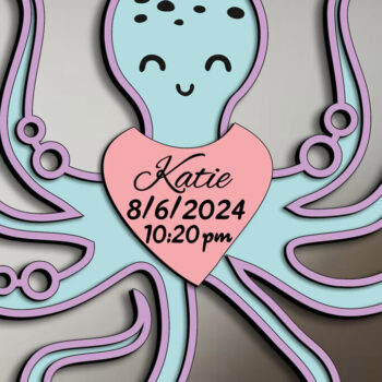 Intra απο ξύλο plywood 3mm-4mm πάχος – Σήμα Αναγγελίας Γέννησης Χταποδιού Δίασταση  20x20 cm INTRAFABR-103245608 - Image 1