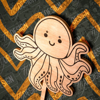 Intra απο ξύλο plywood 3mm-4mm πάχος – Octopus Cake Topper  Δίασταση  20x20 cm INTRAFABR-81267981 - Image 1