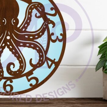 Intra απο ξύλο plywood 3mm-4mm πάχος – Ρολόι Octopus Ρολόι τοίχου Αρχεία κοπής με λέιζερ Δίασταση  40x30 cm INTRAFABR-113609869 - Image 1