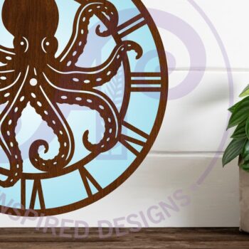 Intra απο ξύλο plywood 3mm-4mm πάχος – Ρολόι Octopus Ρολόι τοίχου Αρχεία κοπής με λέιζερ Δίασταση  40x30 cm INTRAFABR-113609869 - Image 2