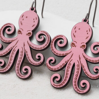 Intra απο ξύλο plywood 3mm-4mm πάχος – Χταπόδι Σκουλαρίκια Δίασταση  5x5 cm INTRAFABR-121577196 - Image 1