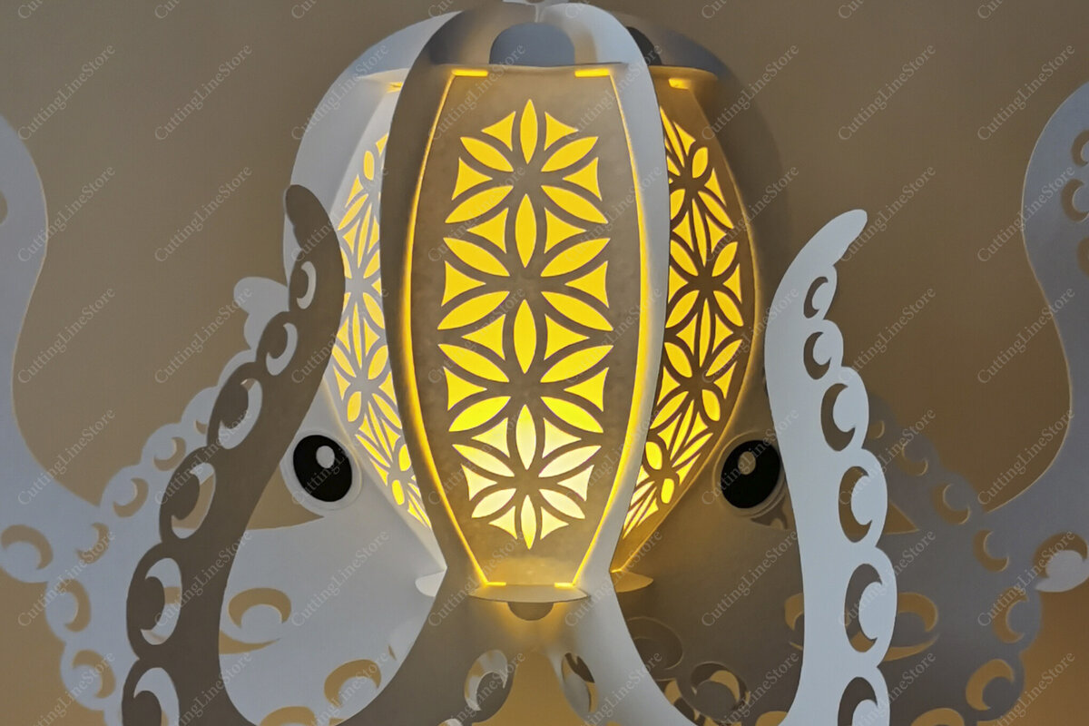 Intra απο ξύλο plywood 3mm-4mm πάχος – Χταπόδι Κρεμαστό Χάρτινο Φανάρι Δίασταση  20x20 cm INTRAFABR-101752992