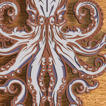 Intra απο ξύλο plywood 3mm-4mm πάχος – Octopus Multilayer/3D Octopus/Paper/ Δίασταση  20x20 cm INTRAFABR-76629484 - Image 1