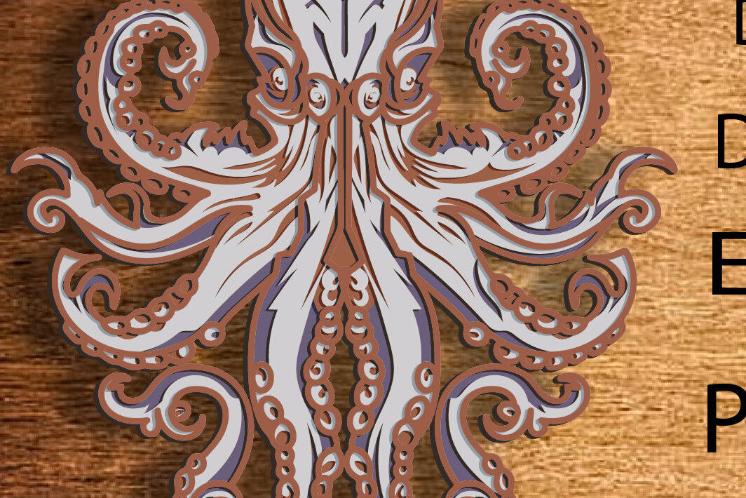 Intra απο ξύλο plywood 3mm-4mm πάχος – Octopus Multilayer/3D Octopus/Paper/ Δίασταση  20x20 cm INTRAFABR-76629484