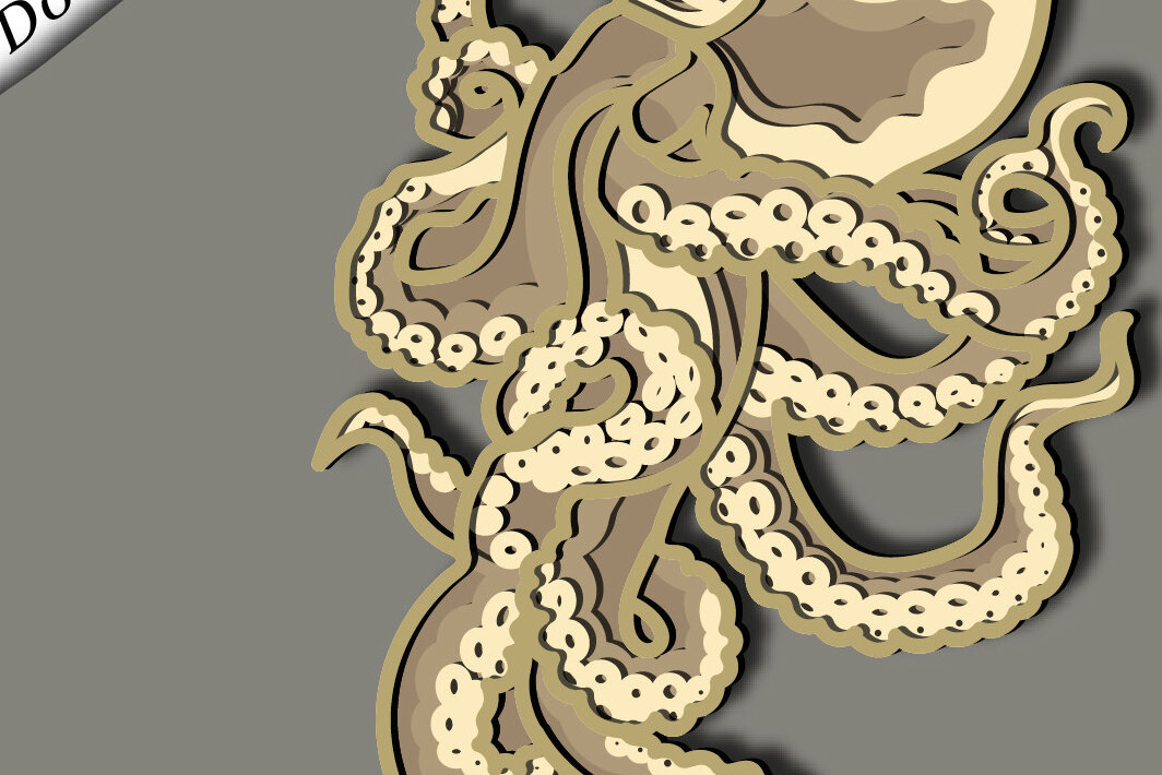 Intra απο ξύλο plywood 3mm-4mm πάχος – Octopus Multilayer/3D Octopus/Paper Δίασταση  20x20 cm INTRAFABR-66883292