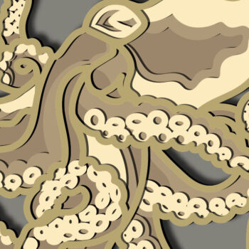 Intra απο ξύλο plywood 3mm-4mm πάχος – Octopus Multilayer/3D Octopus/Paper Δίασταση  20x20 cm INTRAFABR-66883292 - Image 3