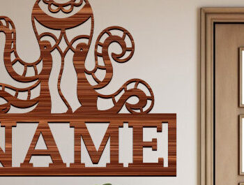 Intra απο ξύλο plywood 3mm-4mm πάχος – Πινακίδα ονόματος χταποδιού Δίασταση  20x20 cm INTRAFABR-99617377 - Image 1