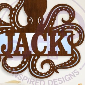 Intra απο ξύλο plywood 3mm-4mm πάχος – Αρχείο κοπής με λέιζερ Name Octopus Δίασταση  20x20 cm INTRAFABR-109631277