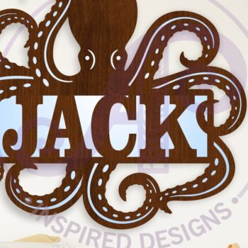 Intra απο ξύλο plywood 3mm-4mm πάχος – Αρχείο κοπής με λέιζερ Name Octopus Δίασταση  20x20 cm INTRAFABR-109631277 - Image 1