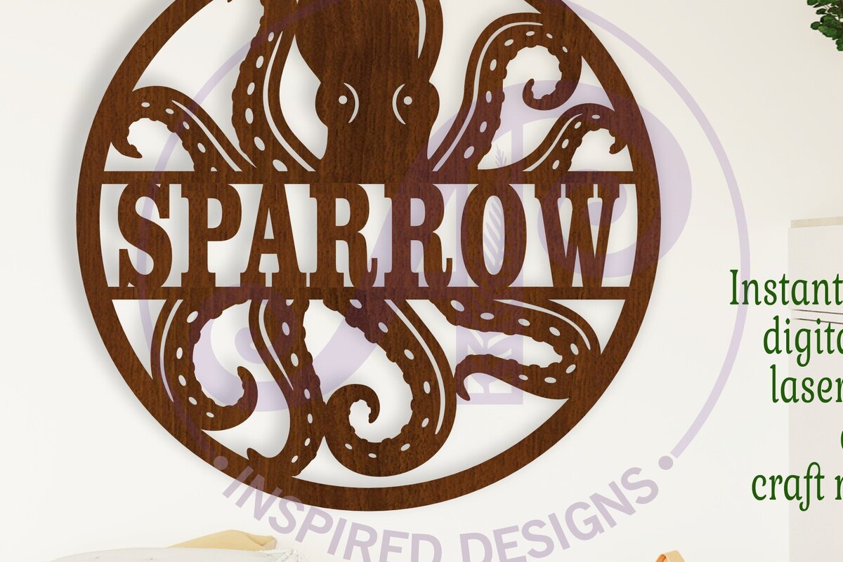 Intra απο ξύλο plywood 3mm-4mm πάχος – Octopus Name Sin Laser Δίασταση  20x20 cm INTRAFABR-109391857