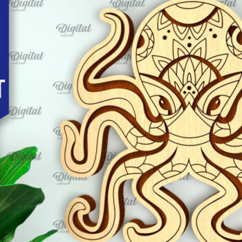 Intra απο ξύλο plywood 3mm-4mm πάχος – Στολίδι με χταπόδι Δίασταση  20x20 cm INTRAFABR-99132620 - Image 1