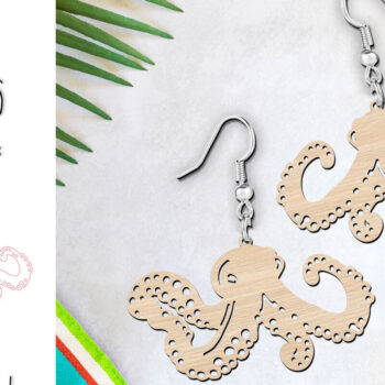 Intra απο ξύλο plywood 3mm-4mm πάχος – Octopus καλοκαιρινά σκουλαρίκια κοπής με λέιζερ Δίασταση 5x5 cm INTRAFABR-119975113 - Image 1