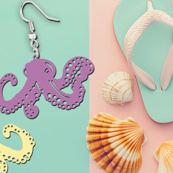 Intra απο ξύλο plywood 3mm-4mm πάχος – Octopus καλοκαιρινά σκουλαρίκια κοπής με λέιζερ Δίασταση 5x5 cm INTRAFABR-119975113 - Image 2