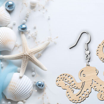 Intra απο ξύλο plywood 3mm-4mm πάχος – Octopus καλοκαιρινά σκουλαρίκια κοπής με λέιζερ Δίασταση 5x5 cm INTRAFABR-119975113 - Image 3