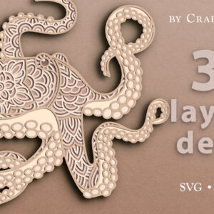 Intra απο ξύλο plywood 3mm-4mm πάχος – Octopus Tentacles 3D Layered Αρχείο Δίασταση  20x20 cm INTRAFABR-38284101