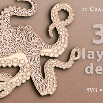 Intra απο ξύλο plywood 3mm-4mm πάχος – Octopus Tentacles 3D Layered Αρχείο Δίασταση  20x20 cm INTRAFABR-38284101 - Image 1