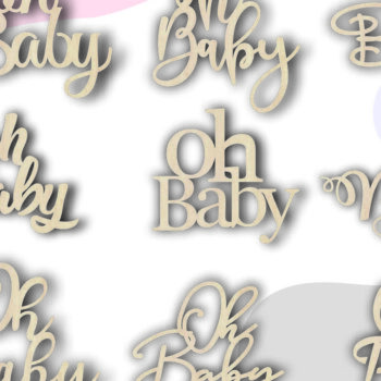 Intra απο ξύλο plywood 3mm-4mm πάχος – Oh Baby Cake Topper, Baby Shower Δίασταση  20x20 cm INTRAFABR-59421989 - Image 1