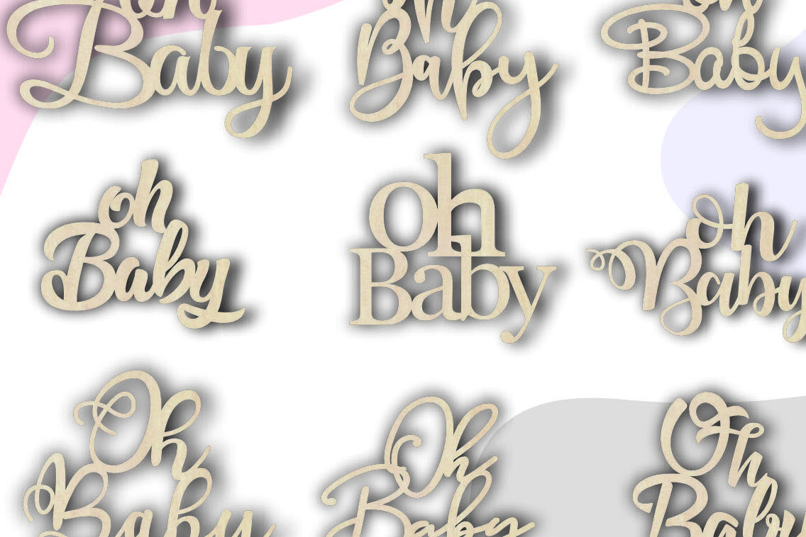 Intra απο ξύλο plywood 3mm-4mm πάχος – Oh Baby Cake Topper, Baby Shower Δίασταση  20x20 cm INTRAFABR-59421989