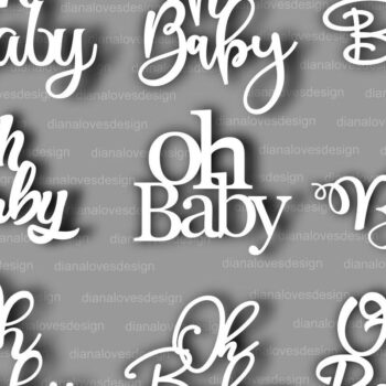 Intra απο ξύλο plywood 3mm-4mm πάχος – Oh Baby Cake Topper, Baby Shower Δίασταση  20x20 cm INTRAFABR-59421989 - Image 2