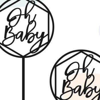 Intra απο ξύλο plywood 3mm-4mm πάχος – Oh Baby Cake Topper, Baby Shower Δίασταση  20x20 cm INTRAFABR-37297718 - Image 1