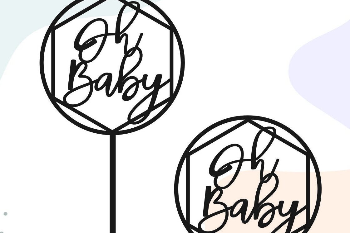 Intra απο ξύλο plywood 3mm-4mm πάχος – Oh Baby Cake Topper, Baby Shower Δίασταση  20x20 cm INTRAFABR-37297718