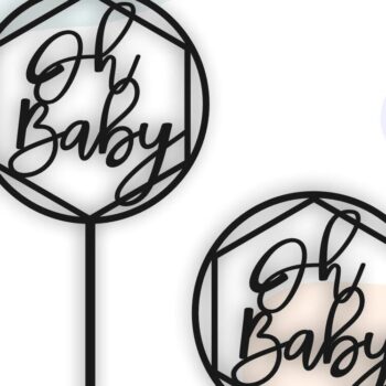 Intra απο ξύλο plywood 3mm-4mm πάχος – Oh Baby Cake Topper, Baby Shower Δίασταση  20x20 cm INTRAFABR-37297718 - Image 2