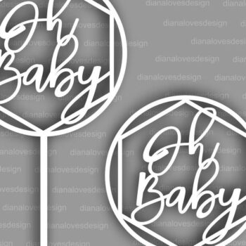 Intra απο ξύλο plywood 3mm-4mm πάχος – Oh Baby Cake Topper, Baby Shower Δίασταση  20x20 cm INTRAFABR-37297718 - Image 3
