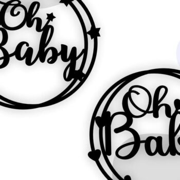 Intra απο ξύλο plywood 3mm-4mm πάχος – Oh Baby Cake Topper, Baby Shower Δίασταση  20x20 cm INTRAFABR-35852752 - Image 1