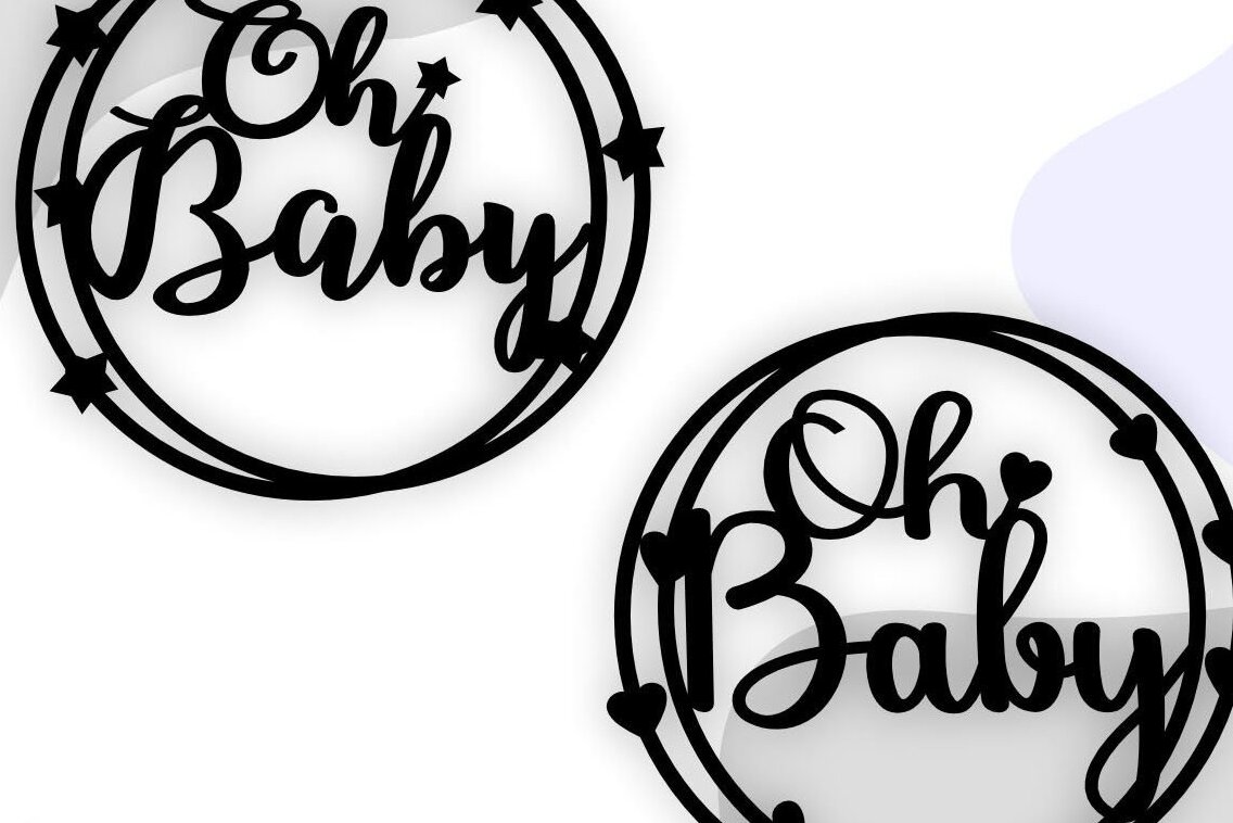 Intra απο ξύλο plywood 3mm-4mm πάχος – Oh Baby Cake Topper, Baby Shower Δίασταση  20x20 cm INTRAFABR-35852752
