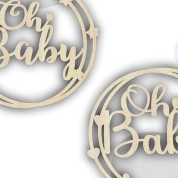 Intra απο ξύλο plywood 3mm-4mm πάχος – Oh Baby Cake Topper, Baby Shower Δίασταση  20x20 cm INTRAFABR-35852752 - Image 2