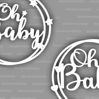 Intra απο ξύλο plywood 3mm-4mm πάχος – Oh Baby Cake Topper, Baby Shower Δίασταση  20x20 cm INTRAFABR-35852752 - Image 3