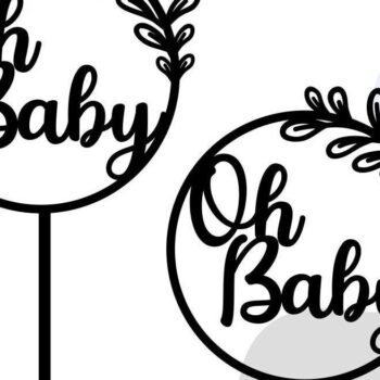 Intra απο ξύλο plywood 3mm-4mm πάχος – Oh Baby Cake Topper Baby Shower Δίασταση  20x20 cm INTRAFABR-32841865 - Image 1