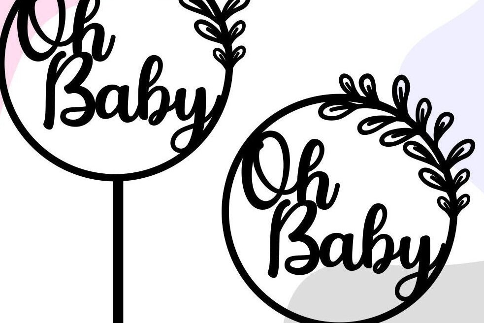 Intra απο ξύλο plywood 3mm-4mm πάχος – Oh Baby Cake Topper Baby Shower Δίασταση  20x20 cm INTRAFABR-32841865