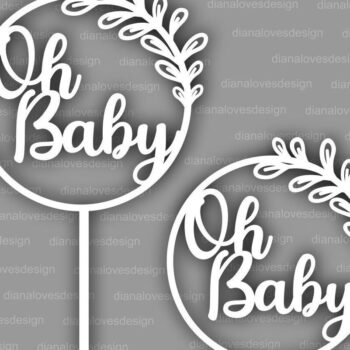 Intra απο ξύλο plywood 3mm-4mm πάχος – Oh Baby Cake Topper Baby Shower Δίασταση  20x20 cm INTRAFABR-32841865 - Image 2