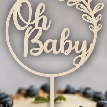Intra απο ξύλο plywood 3mm-4mm πάχος – Oh Baby Cake Topper Baby Shower Δίασταση  20x20 cm INTRAFABR-32841865 - Image 3