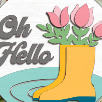 Intra απο ξύλο plywood 3mm-4mm πάχος – Γεια σου μπότες βροχής λουλούδια σημάδι Δίασταση  20x20 cm INTRAFABR-95127453 - Image 1