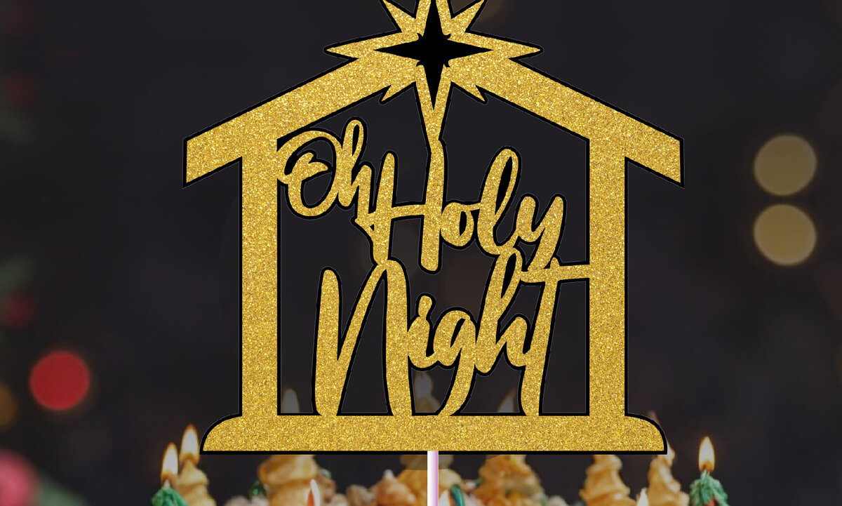 Intra απο ξύλο plywood 3mm-4mm πάχος – Oh Holy Night Cake Topper – Χριστούγεννα Δίασταση  20x20 cm INTRAFABR-105709222