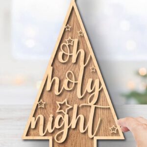 Intra απο ξύλο plywood 3mm-4mm πάχος – Oh Holy Night διακοσμητικό χριστουγεννιάτικο δέντρο Δίασταση 40x30 cm INTRAFABR-36518438
