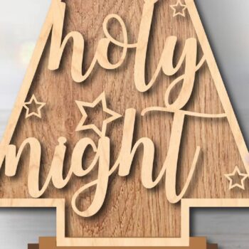 Intra απο ξύλο plywood 3mm-4mm πάχος – Oh Holy Night διακοσμητικό χριστουγεννιάτικο δέντρο Δίασταση  40x30 cm INTRAFABR-36518438 - Image 2