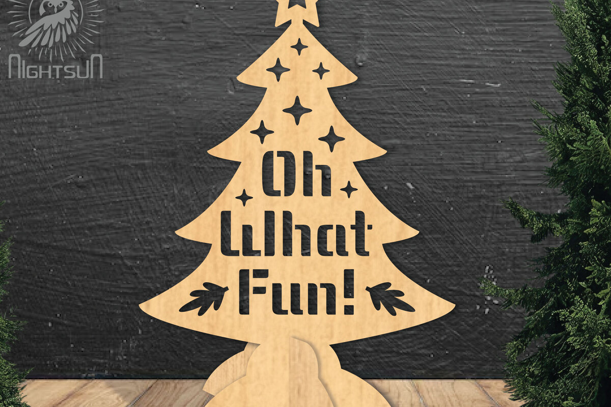 Intra απο ξύλο plywood 3mm-4mm πάχος – Ω τι διασκεδαστικό χριστουγεννιάτικο δέντρο κόψιμο με λέιζερ Δίασταση  20x20 cm INTRAFABR-112342727