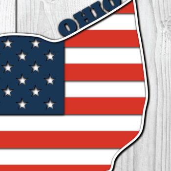 Intra απο ξύλο plywood 3mm-4mm πάχος – Σημαία 3D του Οχάιο ΗΠΑ Δίασταση  20x20 cm INTRAFABR-65274773 - Image 1