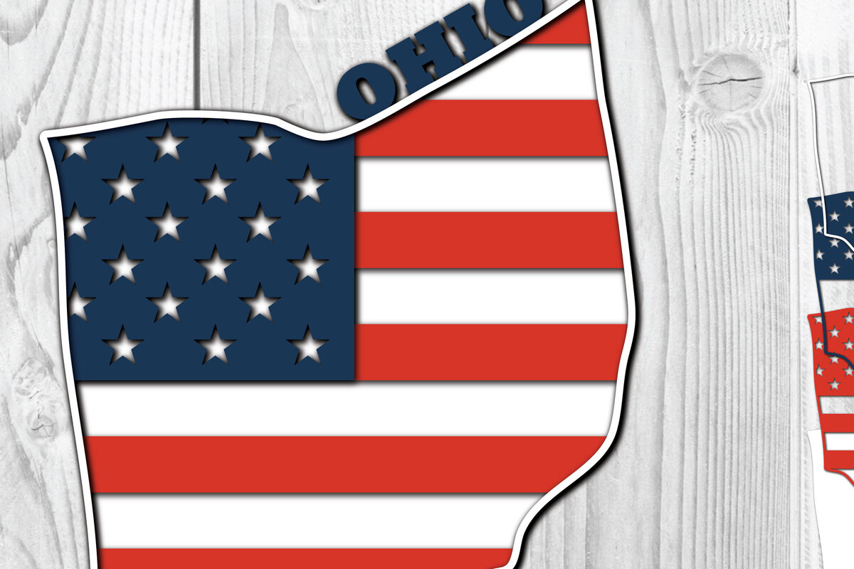 Intra απο ξύλο plywood 3mm-4mm πάχος – Σημαία 3D του Οχάιο ΗΠΑ Δίασταση  20x20 cm INTRAFABR-65274773