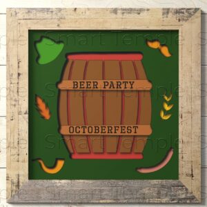 Intra απο ξύλο plywood 3mm-4mm πάχος – Oktoberfest Shadow Box, Beer Barrel Δίασταση 20x20 cm INTRAFABR-76995614